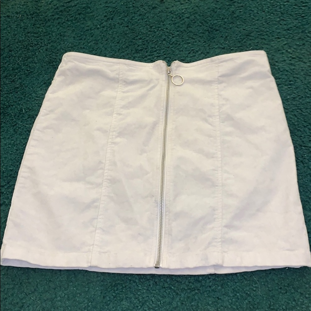 white zip up skirt